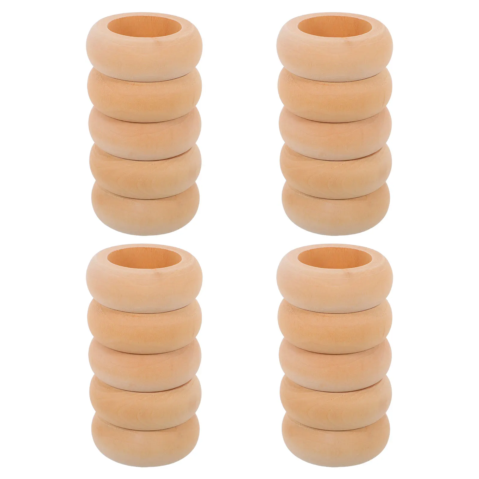 

20pcs Wooden Rings Design Sturdy Cloth Holders Holiday Wedding Farmhouse Decor Serviette Table Accessories Dining