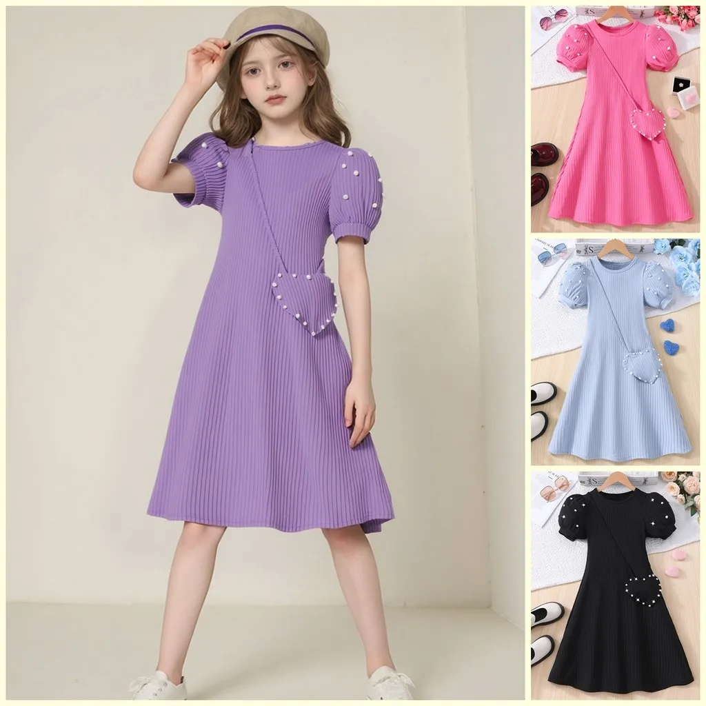 

Платье для девочек-подростков, летние фиолетовые детские платья с короткими рукавами в стиле ретро, модный костюм для девочек, праздничный наряд для больших детей 7, 8, 9, 10, 11 12 лет