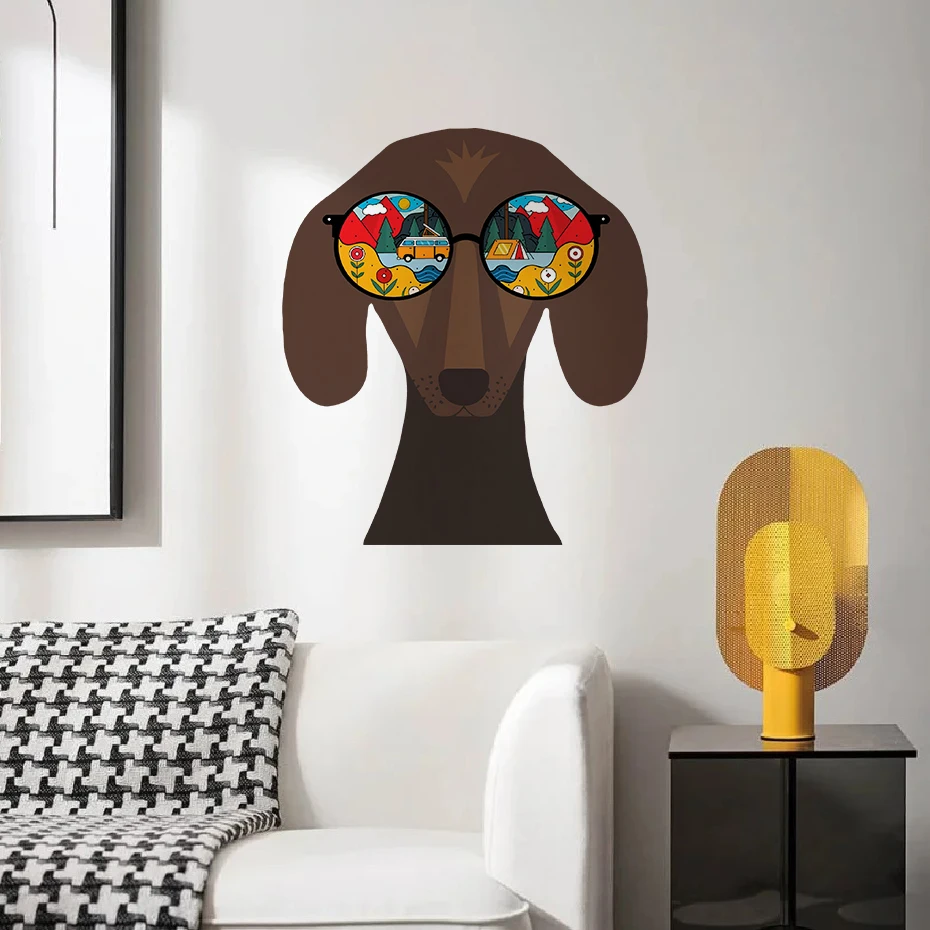 

Cartoon Cute Dogs with Glasses Wall Sticker Cartoon Vinyl Art Home Decor For Kids Room Living Room Home Decor