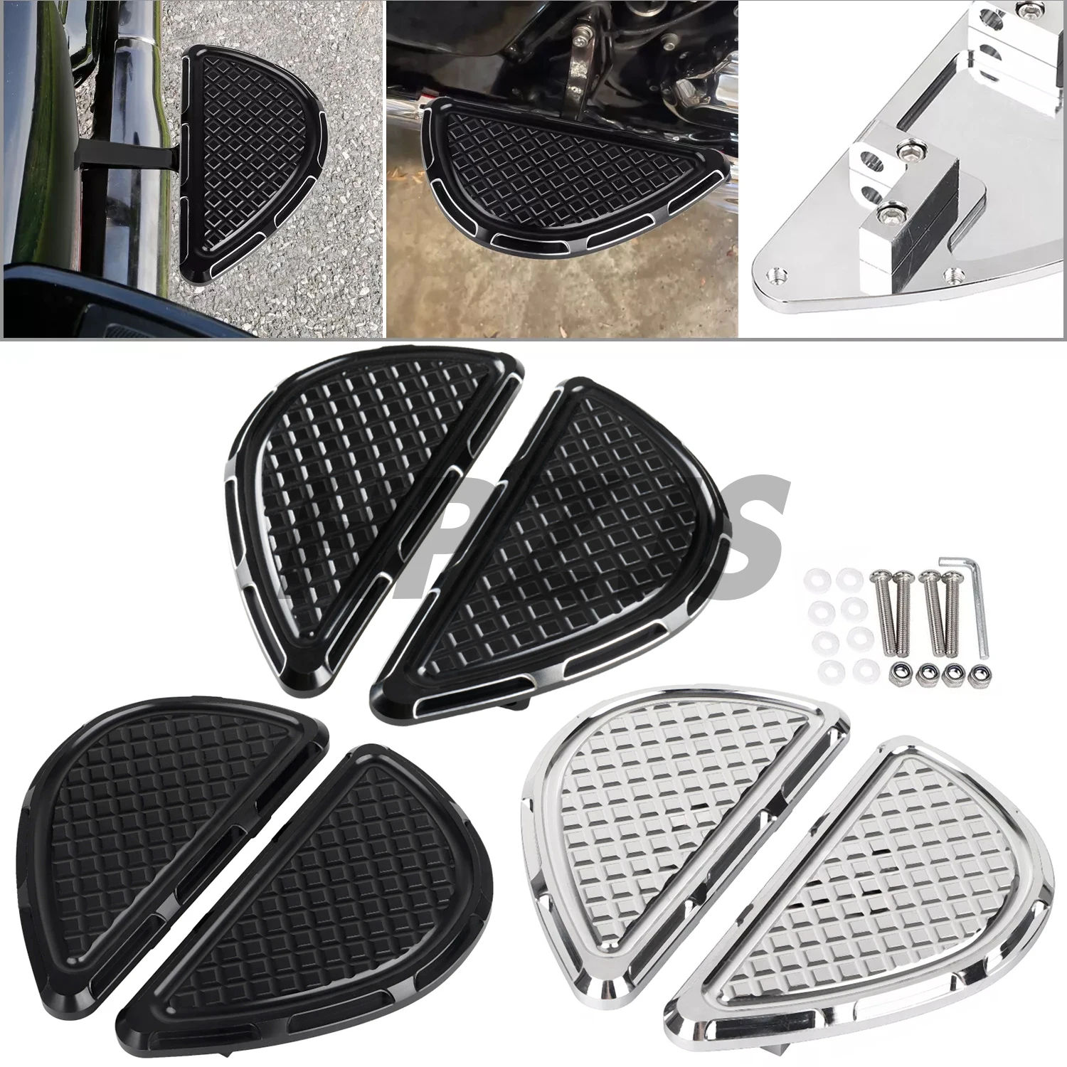 

Motorcycle Rear Passenger Footpegs Floorboard Black/Chrome For Harley Touring Electra Street Glide FLHR FLHRC Road King 1993-Up