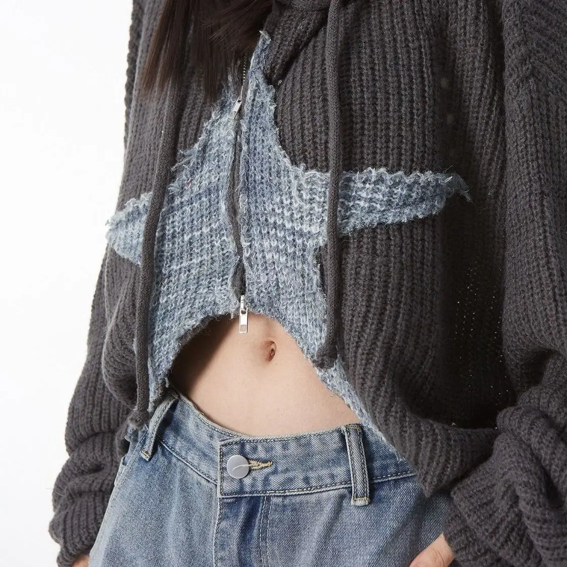 Sweet Retro Design Short Star Cardigan Sweater Women's Autumn Design Lazy Style