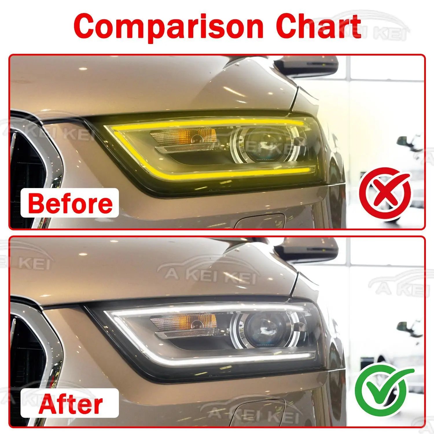 White Light 8U0941475A For AUDI Q3 ZKW 2012-2015 EU Version Angel Eyes Car DRL Chip Board Module Headlight Light Guide Tube