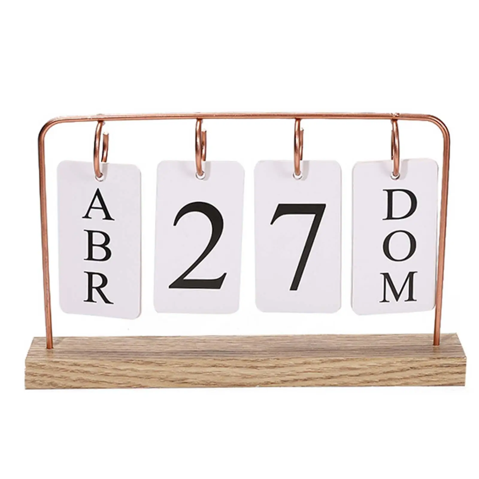 Metal Desk Calendar Daily Schedule Planner Artwork Wooden Base Iron Art Ornament for School Office Home Decoration Birthday Gift