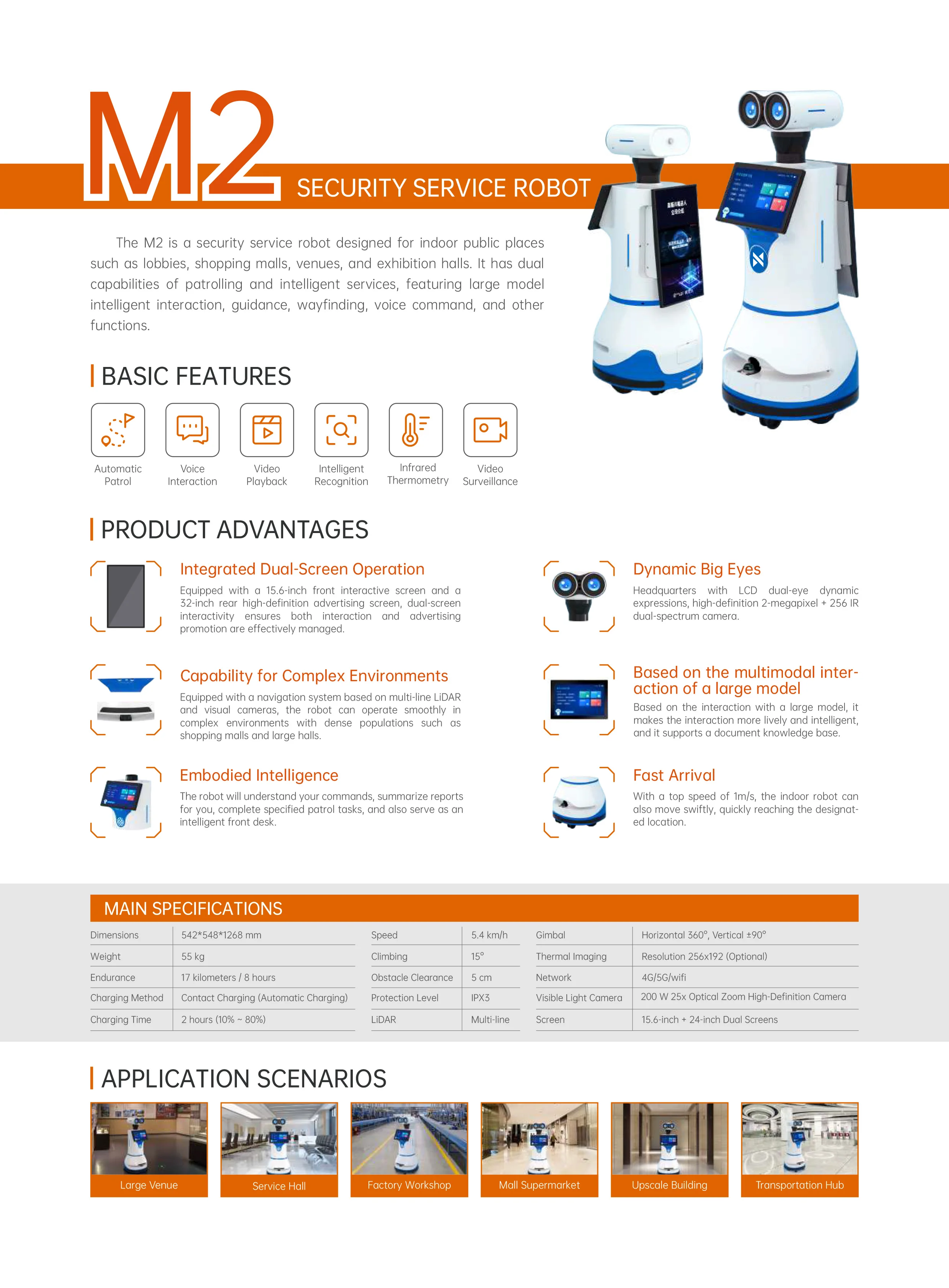 Autonomous Patrol Robot M2 With Face Recognition & Fire Detection For Exhibition Hall Mall