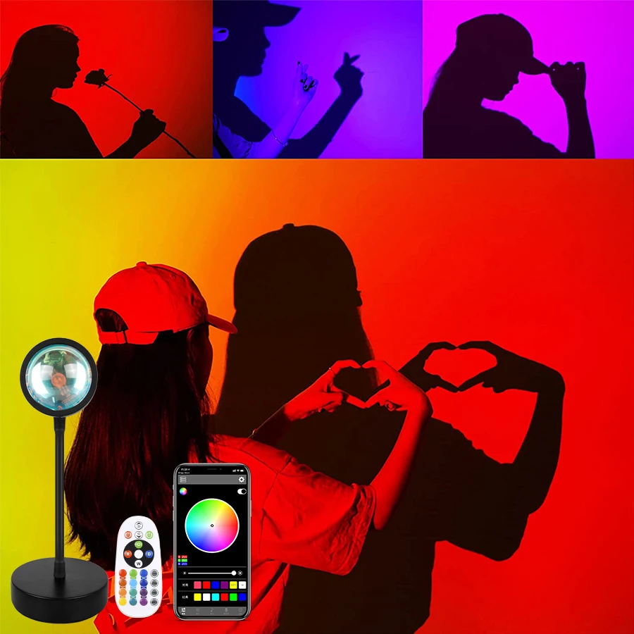 LED Projection Light RGB Sunset Light Remote Control USB Rechargeable IG Photo Theme Event TK Live Streaming Background Lighting