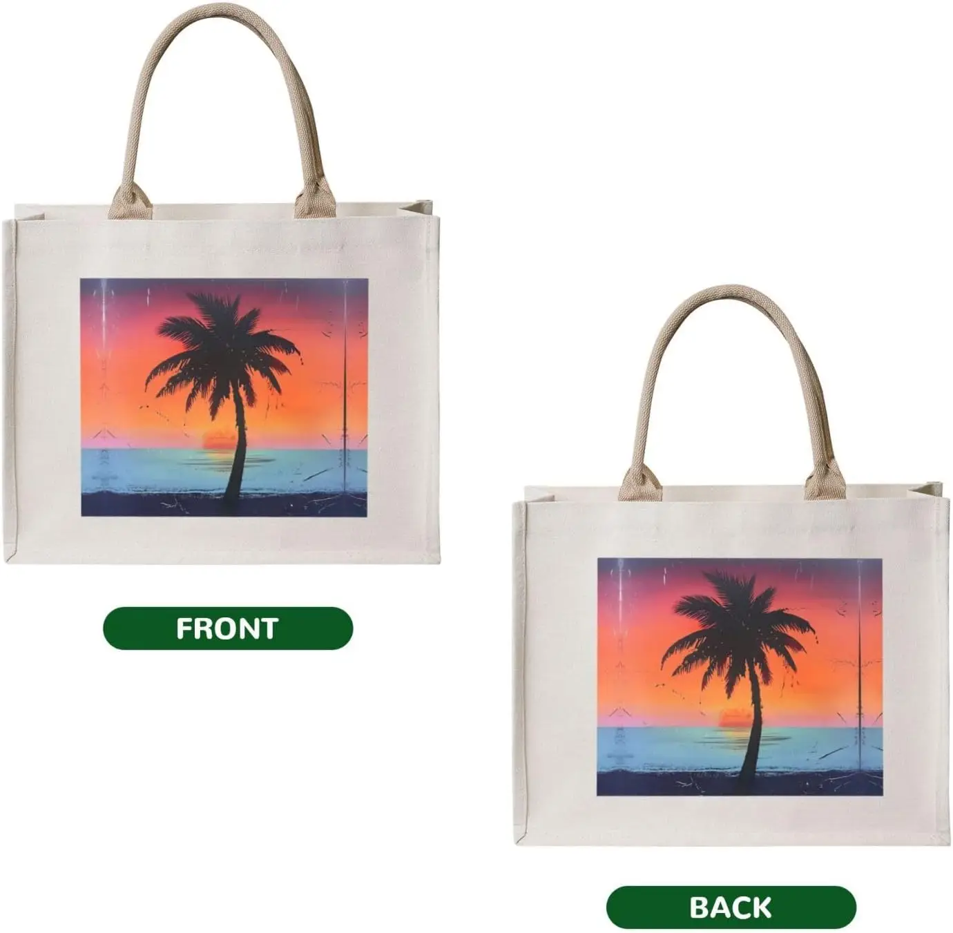 Tropical Sunset Canvas Carrying Tote Bag,Personalized Present Bag, Womens Tote Bag For Yoga, Work,