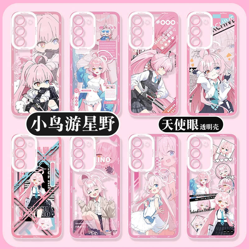 Takanashi Hoshino Phone Cover for Samsung Galaxy S25 Plus Ultra FE S24 S23 S22 S21 A56 A36 Blue Archive Anime Phone Cover