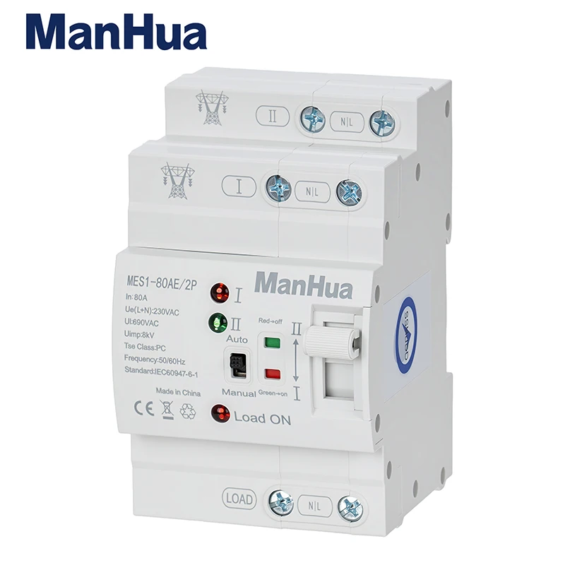 Picture 5: ManHua Automatic Transfer Switch MES1-80AE  80A ATS Dual Power 220V Din Rail Electrical Selector Switches Uninterrupted Power