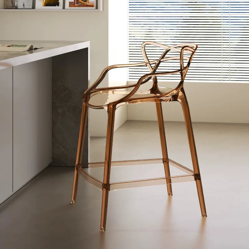 Crystal dining chair plastic  Internet celebrity pc material stool French transparent chair