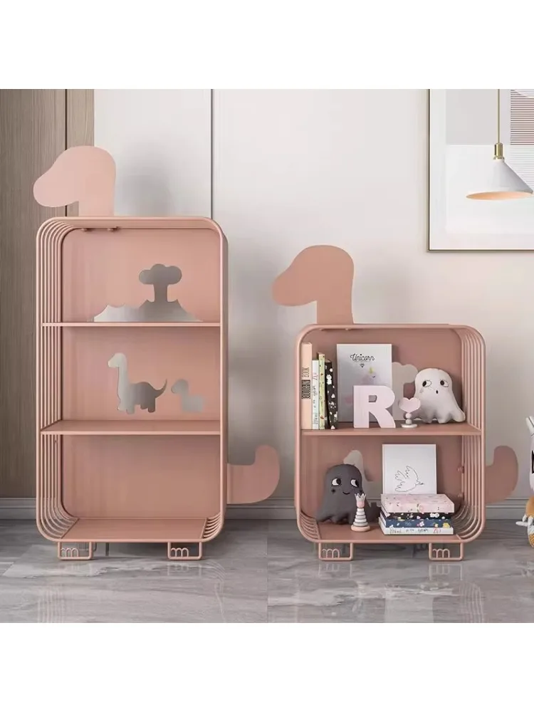 رف كتب تخزين حديدي للأطفال، خزانة كتب صغيرة متعددة الطبقات لغرفة النوم وغرفة المعيشة، ورف خزانة كتب على الأرض بجانب السرير