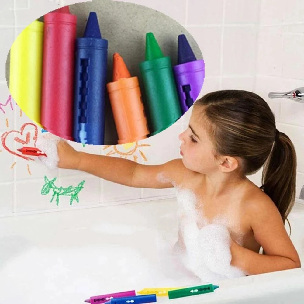 6 pçs banheiro lápis apagável graffiti brinquedo lavável doodle caneta para o bebê crianças banho brinquedo lápis