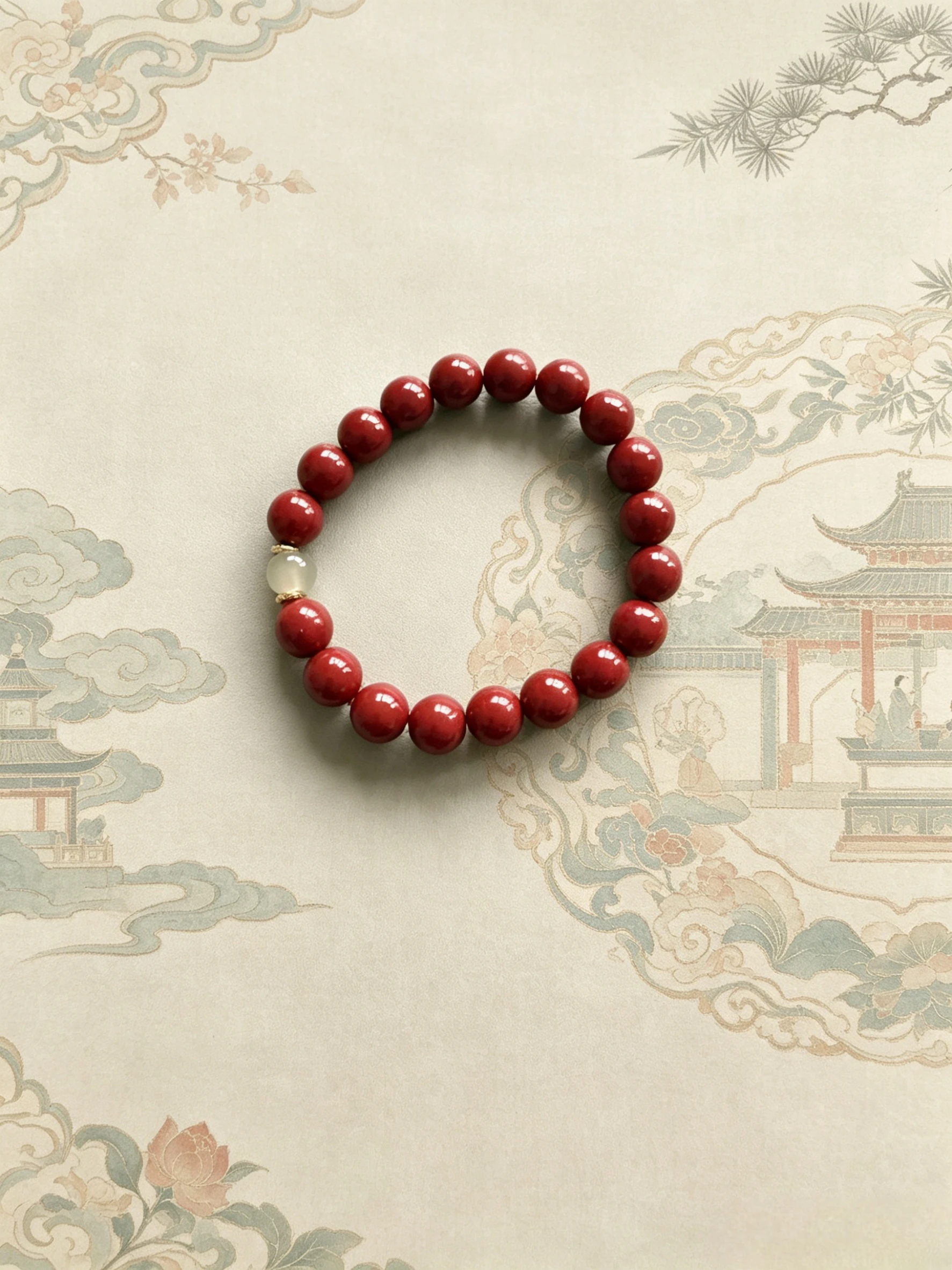 Image 3: Bracelet extensible minimaliste en cinabre rouge