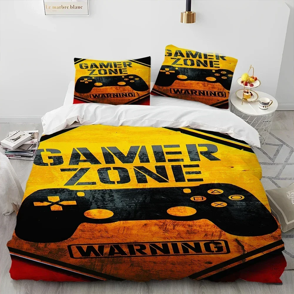 Exquisite Cartoon Gamer Game Controller Bedding Set,Duvet Cover Bed Set Quilt Cover Pillowcase,King Queen Twin Size Boys Girls A