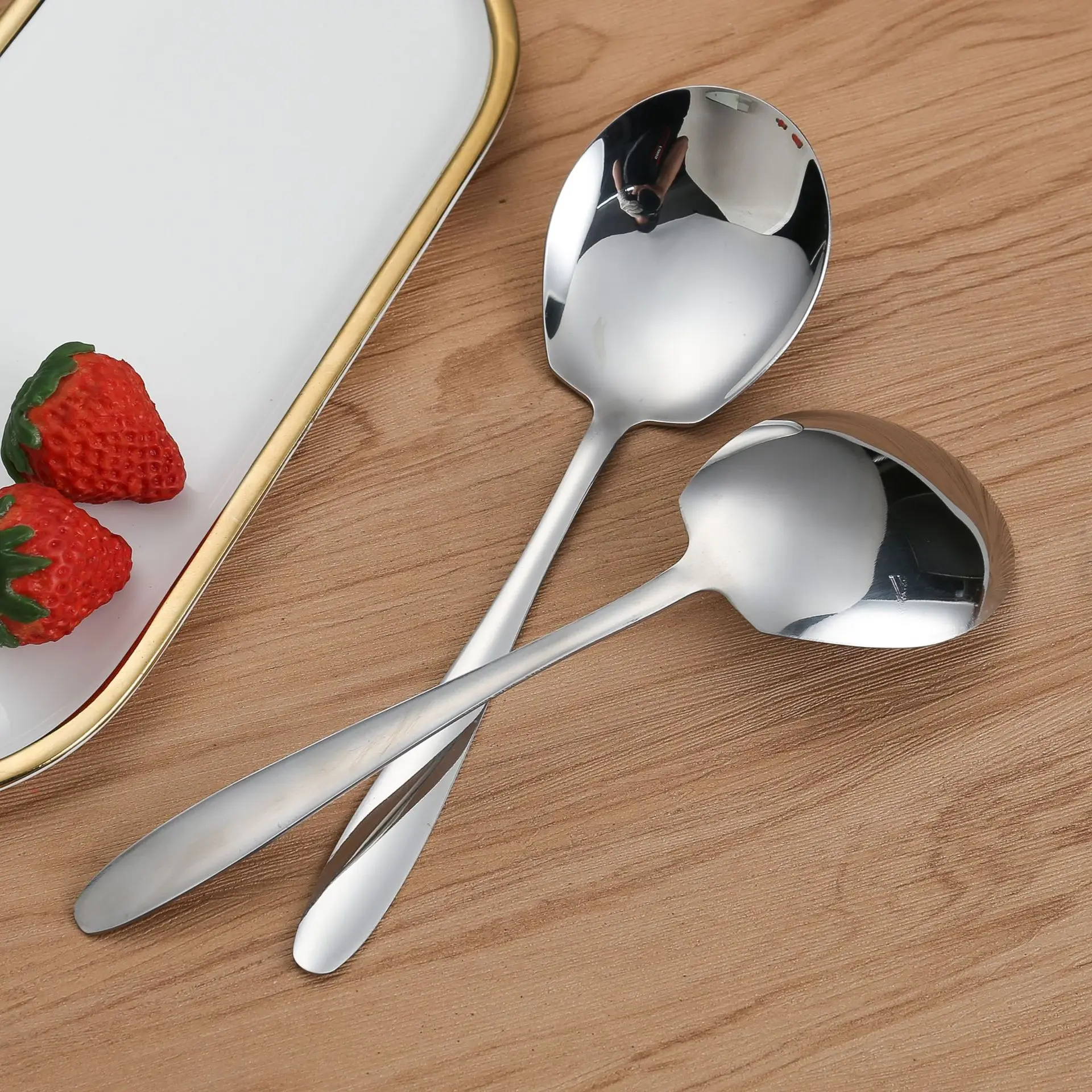 1pc stainless steel spoon Home hotel buffet serving spoon serving spoon Long handle large public spoon