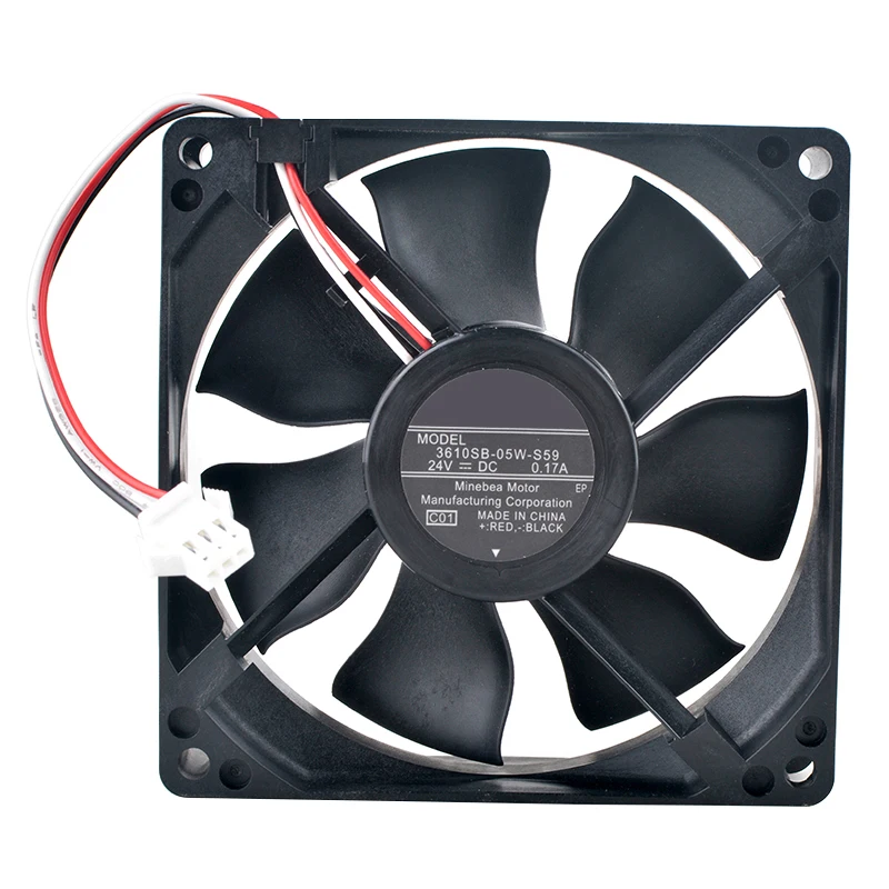92mm Axial Flow Cooling Fan 3610SB-05W-S59 9.2cm DC24V 0.17A 3pin Fan for Frequency Converter 92x92x25mm Size
