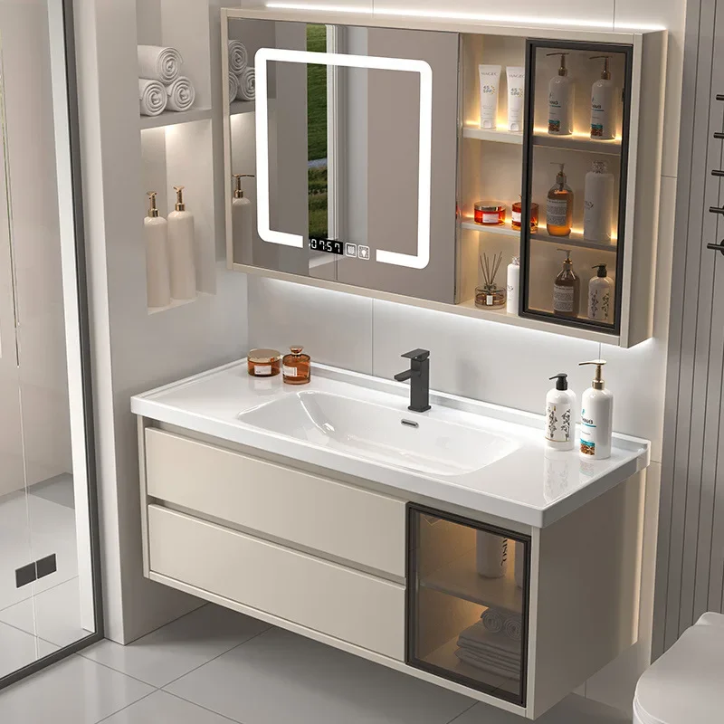 

Modern Bathroom Cabinet Ceramic Integrated Washbasin Combination Minimalist Bathroom Vanity Cabinet with Sink Bathroom Furniture