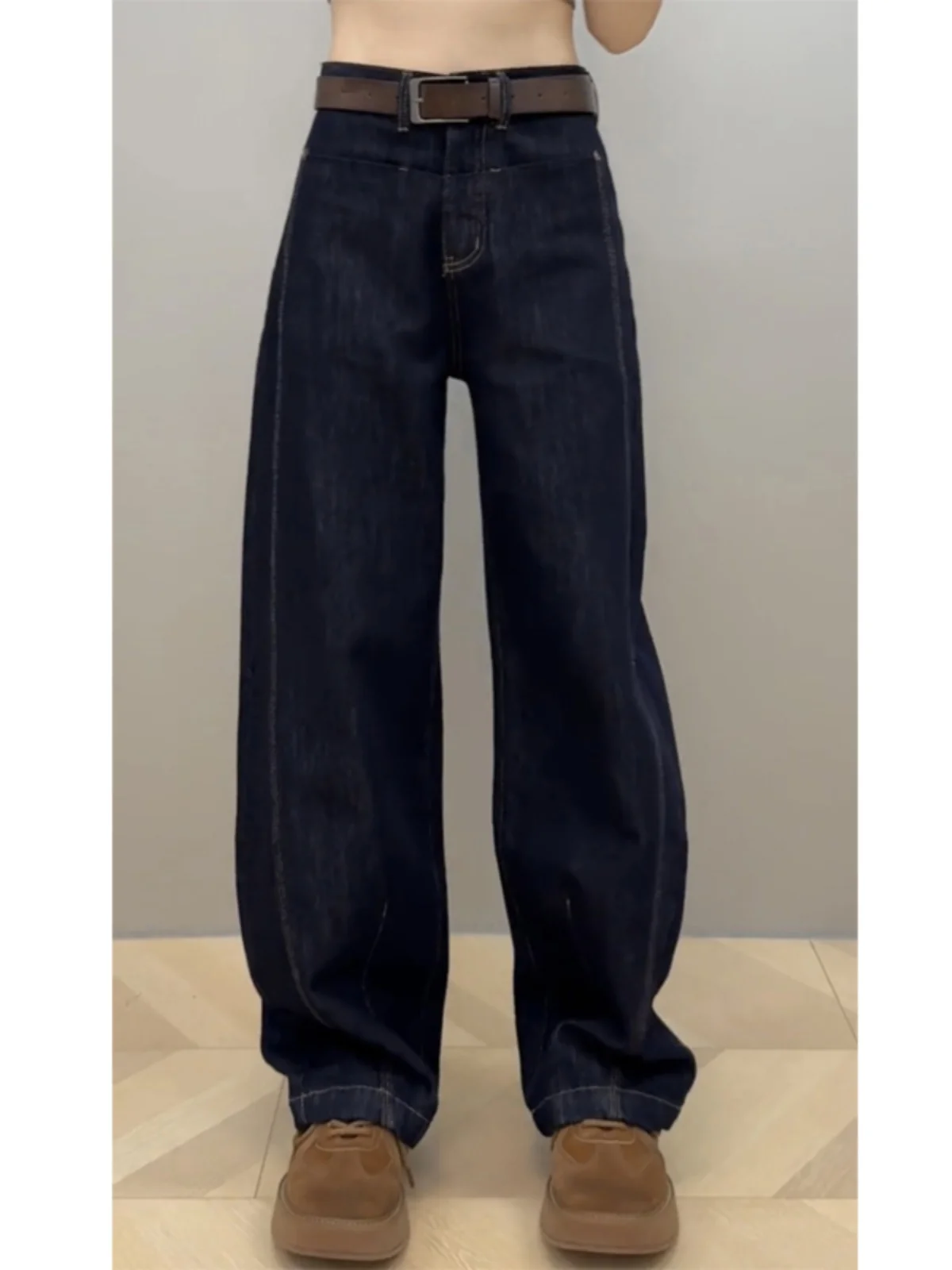 루즈핏 와이드 팬츠 루즈핏 큰 사이즈 데님 빅사이즈 루즈핏 바나나 여성용 와이드 팬츠 넓은 바지 와이드 팬츠