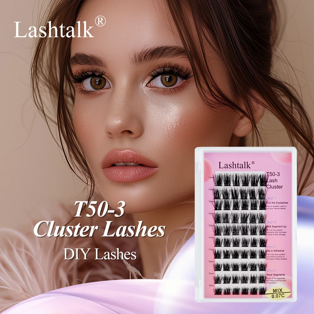 Lashtalk DIY T50-3 Cluster Eyelash Extension 10 Lines 9-16mm From Nagaraku Dovetail Segmented Lashes Volume Natural Lighter Bund