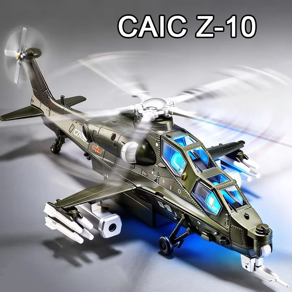 

Модель военного вертолета CAIC Z-10 (1:52) со светом и звуком, миниатюрный самолет с открывающейся кабиной, для декора дома