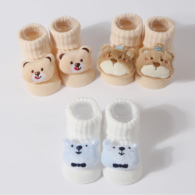 0-6M New Cute Baby Socks Cotton Newborn Sock Autumn Spring Cartoon 3D Elastic Stretch Baby Boy Girl Floor Socks Baby Stuff