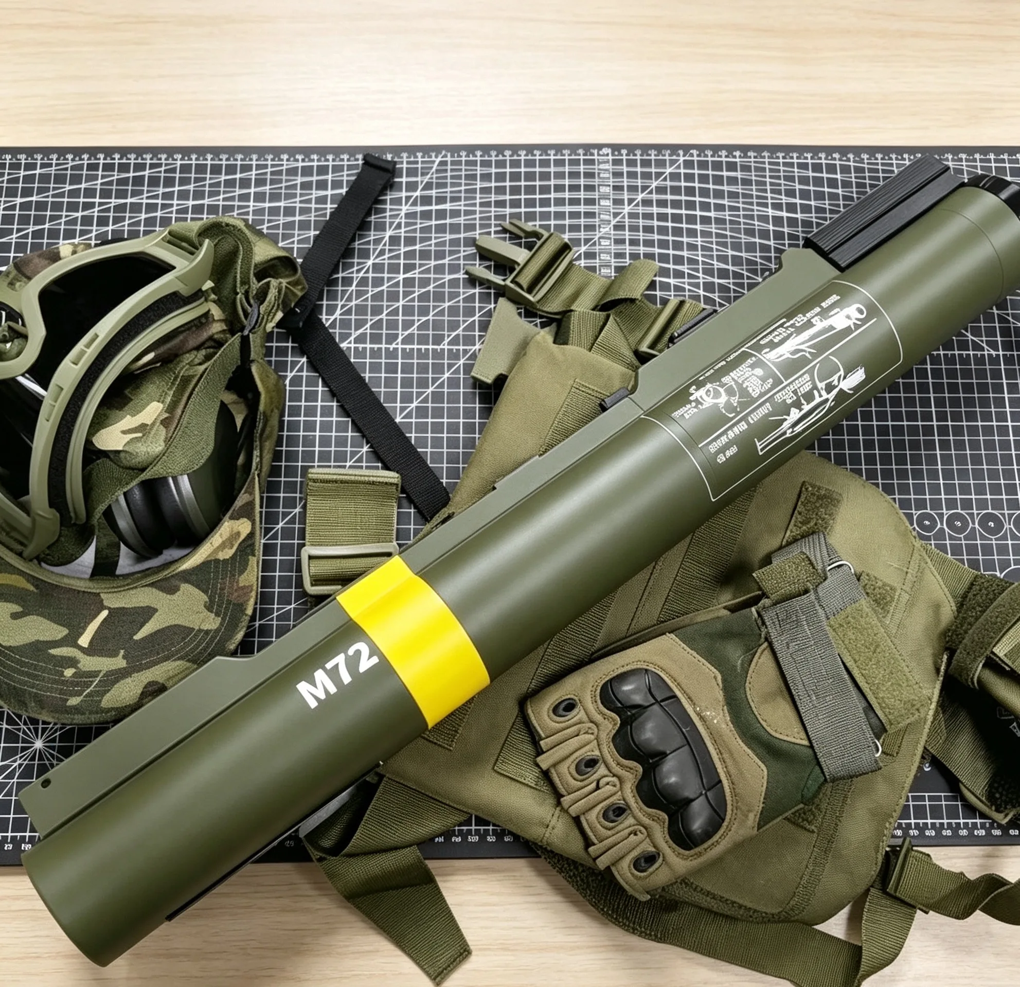 85cm 1:1 Oversized M72 Rocket Launcher 3D Print Model, US Soldier Anti-Tank Bazooka Toy, Military Fan Collection Decor