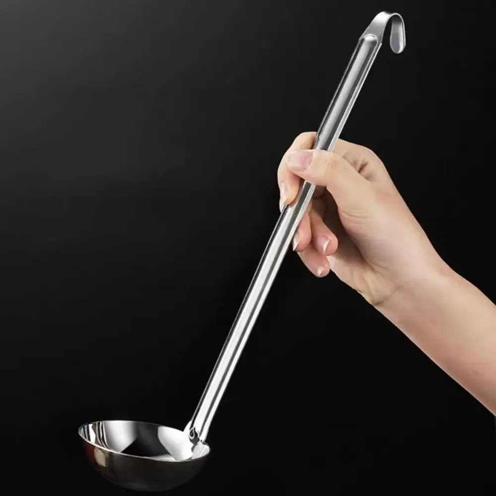 Kitchen Utensils Hook Long Handle Soup Ladle Rust-proof Thickened Slotted Spoon Stainless Steel Colander Wine