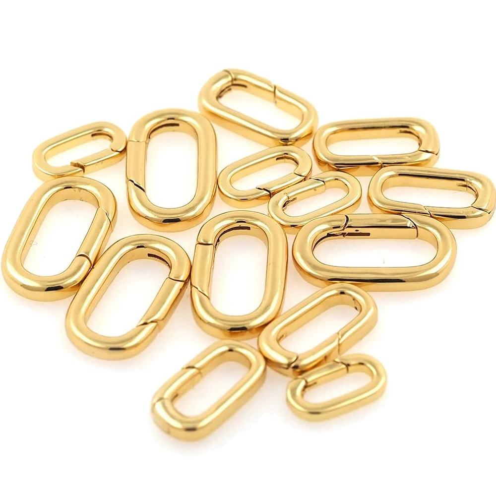 2pcs 18K Gold Filled Oval Carabiner Necklace Clasps Closures Pearl Enhancer Connector for DIY Jewelry Necklace Bracelet Making