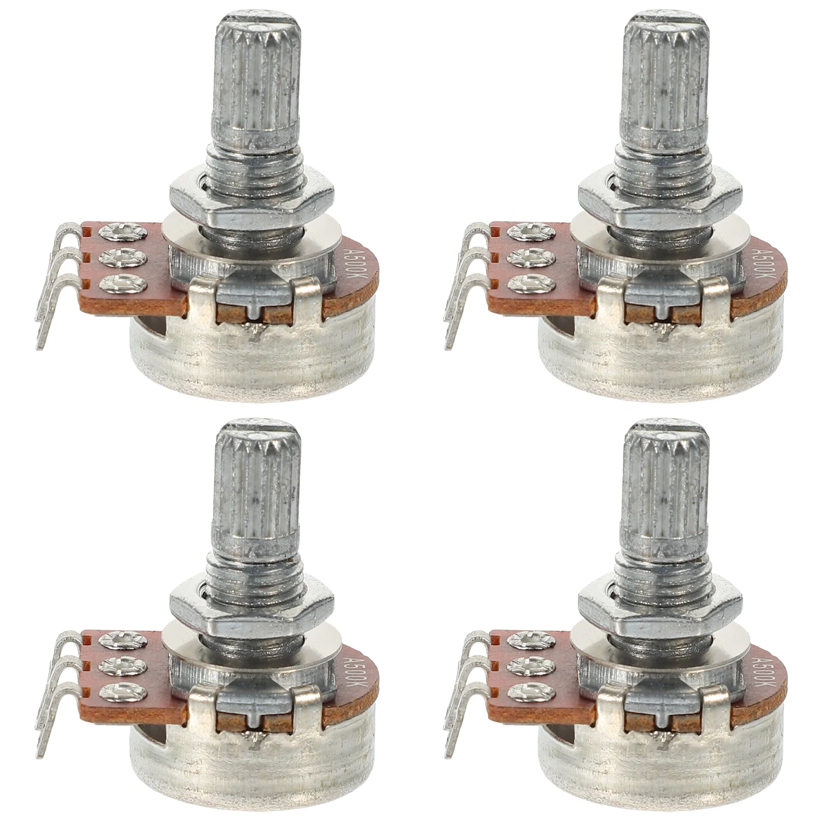 

4 Pcs Audio Potentiometer Guitar Replacement Kit 500K Volume Tone Electric Shaft Stereo Guitar Parts for Repair