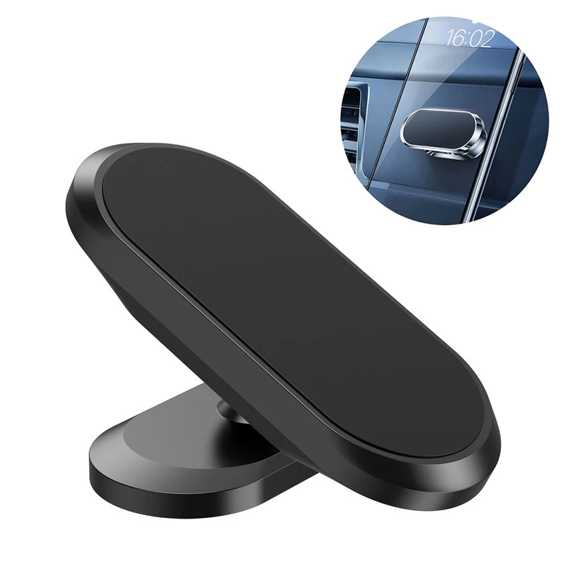 Magnetic Car Phone Holder 360 Rotatable Mini Strip Shape Stand Metal Strong Magnet GPS Support Car Dashboard Mount Stand Bracket