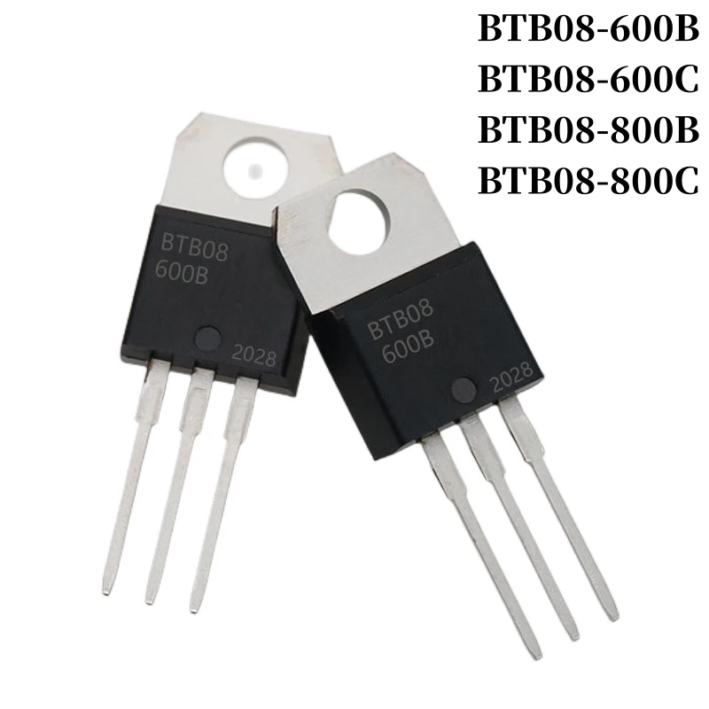 

10~1000Pcs BTB08-600B BTB08-600C BTB08-800B BTB08-800C DIP Thyristor TO-220 8A 600V/800V Triac Large Chip