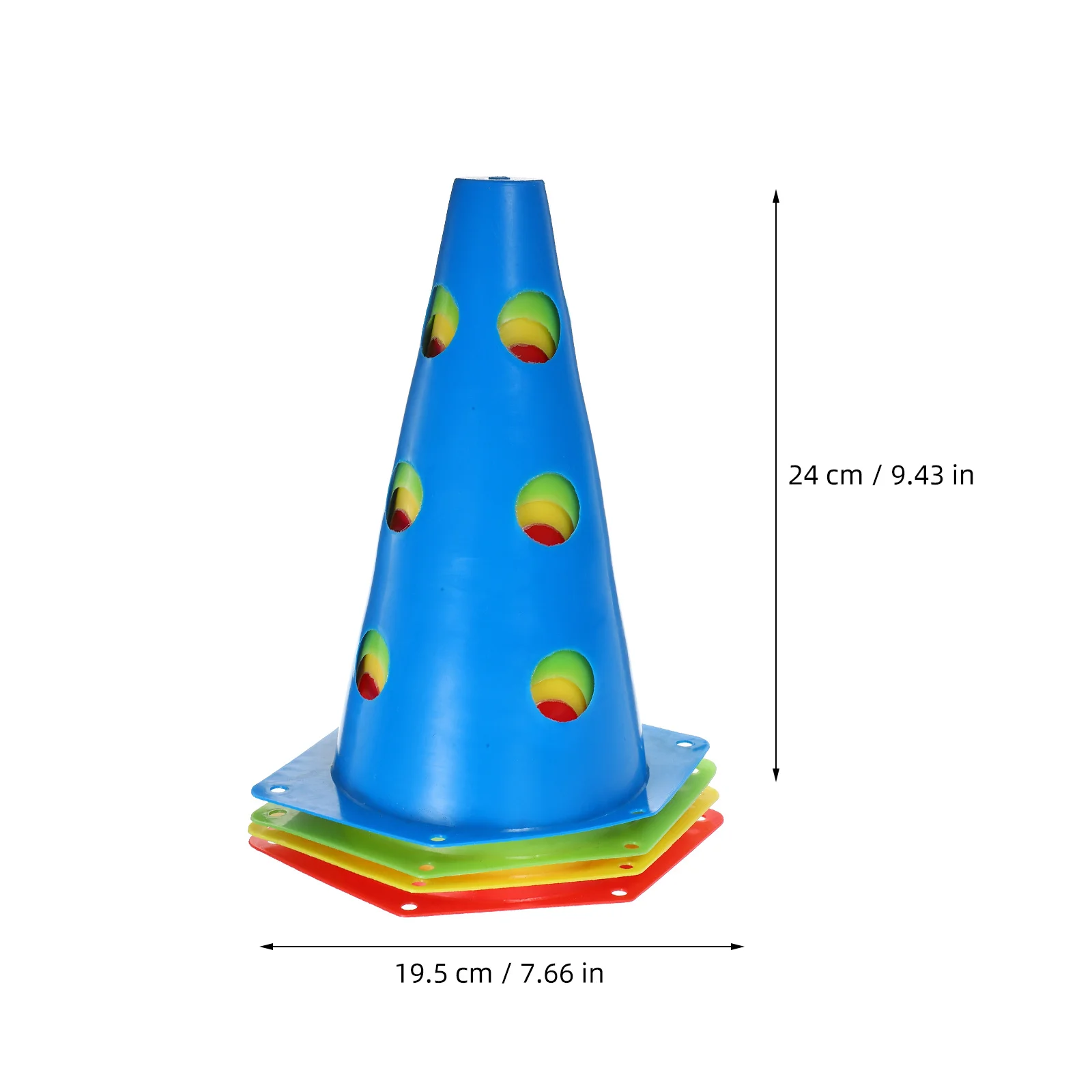 24個入り トレーニングコーン プラスチック製アジリティマーカー サッカー バスケットボール ドリル用 多色 安全コーン 交通コーン 道路駐車用