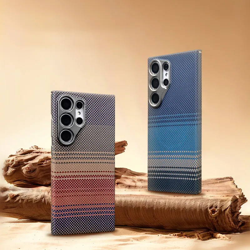 

Genuine Aramid Carbon Fiber Magsafe Case For Samsung Galaxy S25 S24 Ultra Matte Sunset Moonrise Hard Cover Magnetic Ring Holder