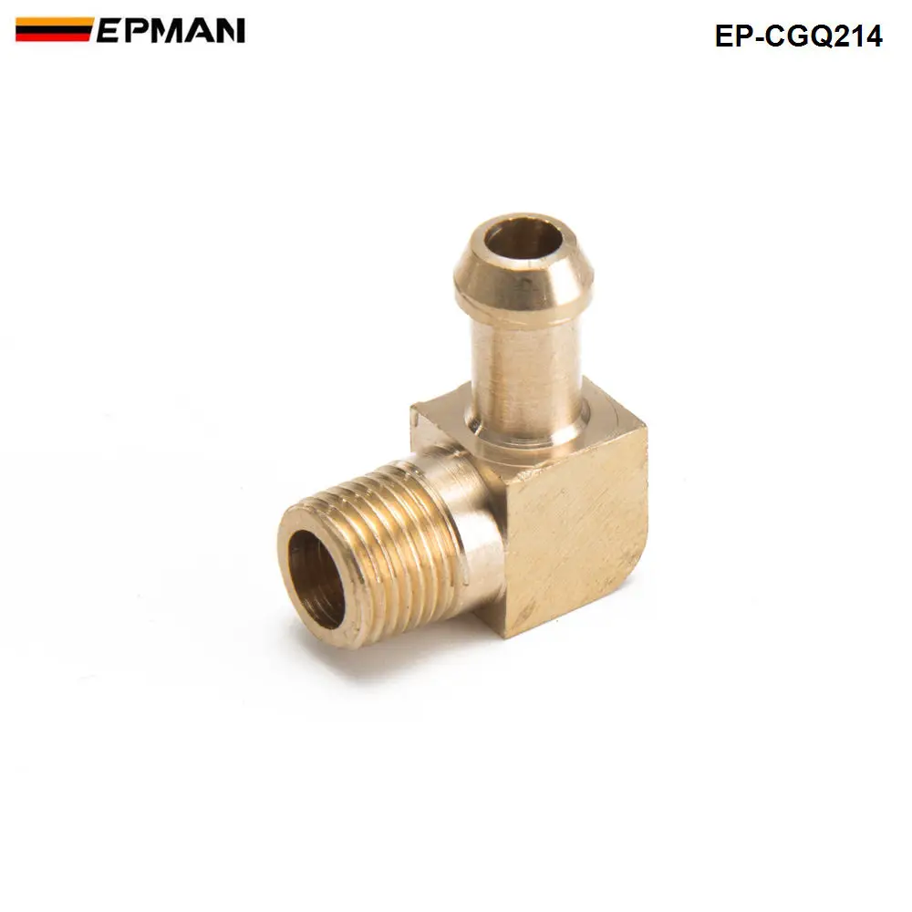 

EPMAN Brass Boost Hose Barb to Male Thread 90 Degree Elbow Fitting For T2 T3 Turbo 1/8" Male NPT 90 Degree EP-CGQ214