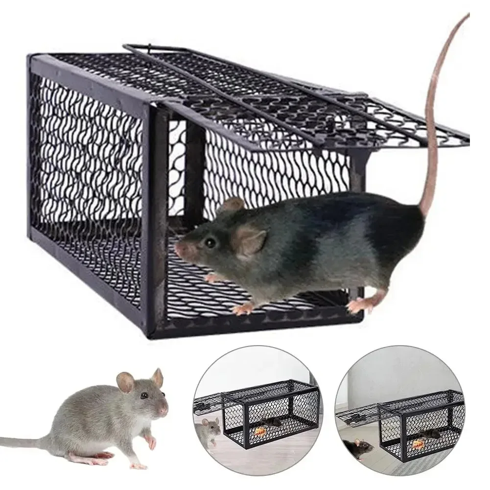 1PC Self-locking Mousetrap,Safe Firm Iron Net Household Mouse Catcher Metal Reusable Humane Indoor Outdoor Rat Trap Rat Cage..