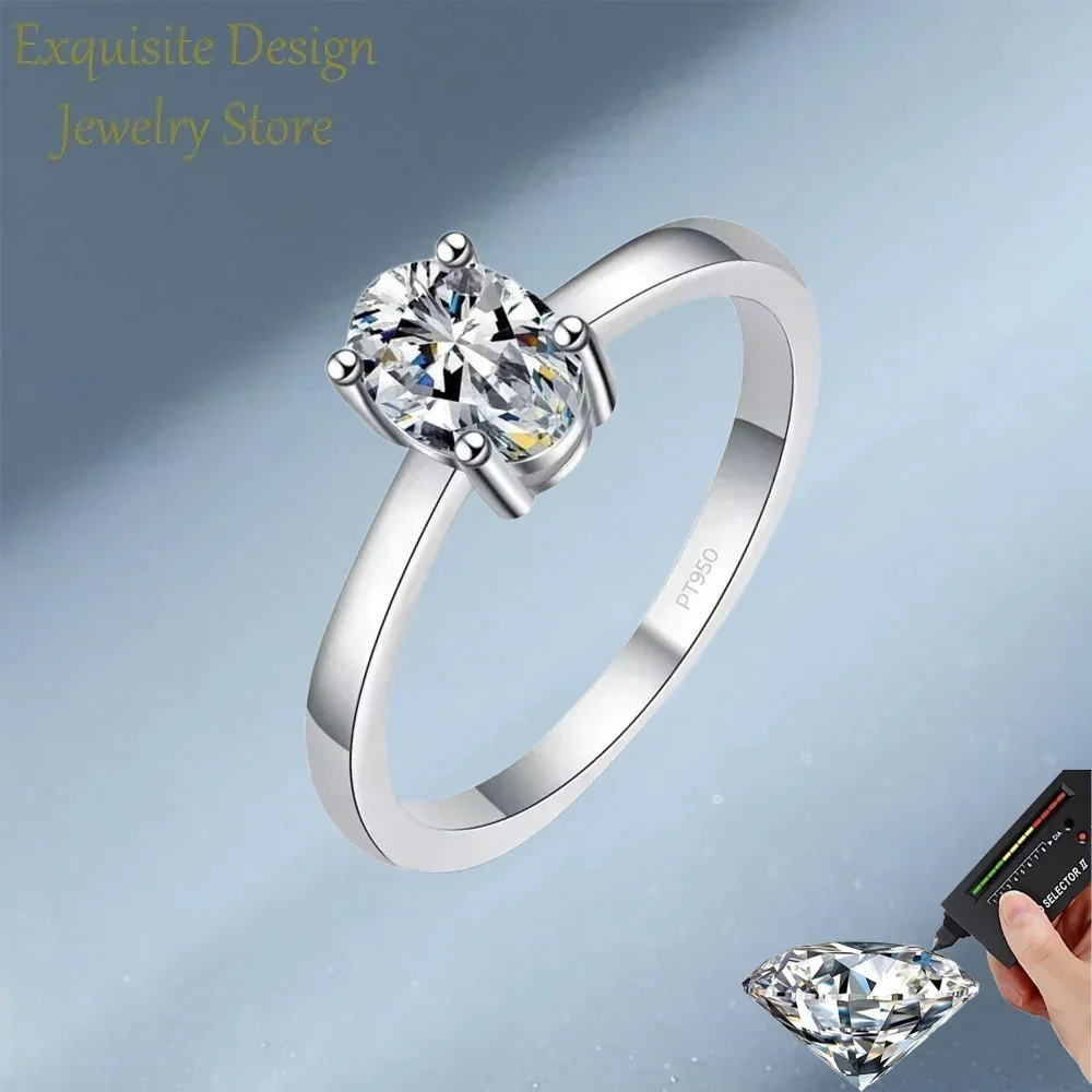 Exquisite Design 1CT Pigeon Egg Shape Moissanite Luxury ring, New Female PT950 Platinum Wedding Band for Women Fitting Party