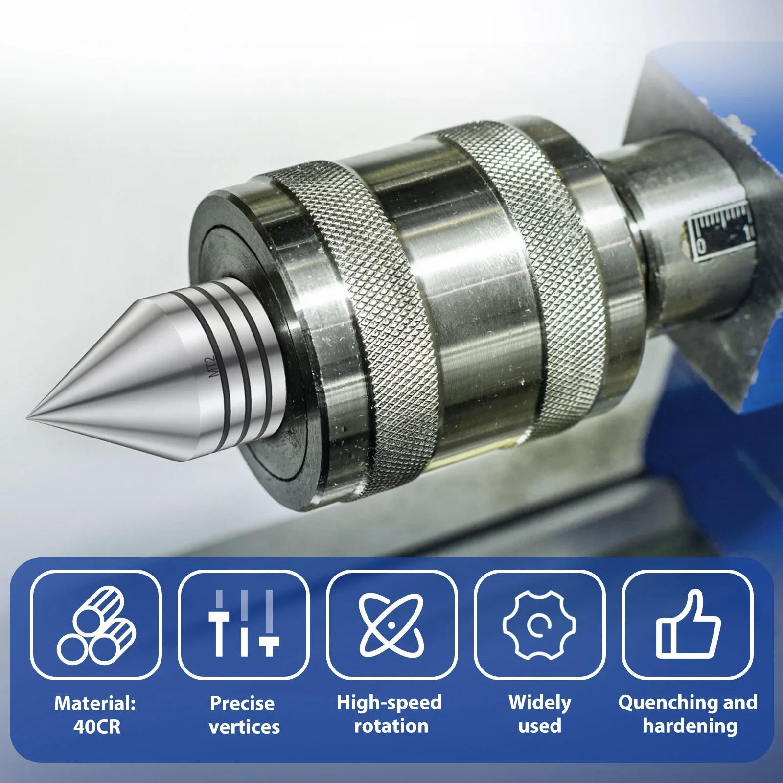 MT2 Precision Live Revolving Center Medium High Speed Bearing Lathe Tool Rotary Center Dustproof Tailstock Center for Lathe