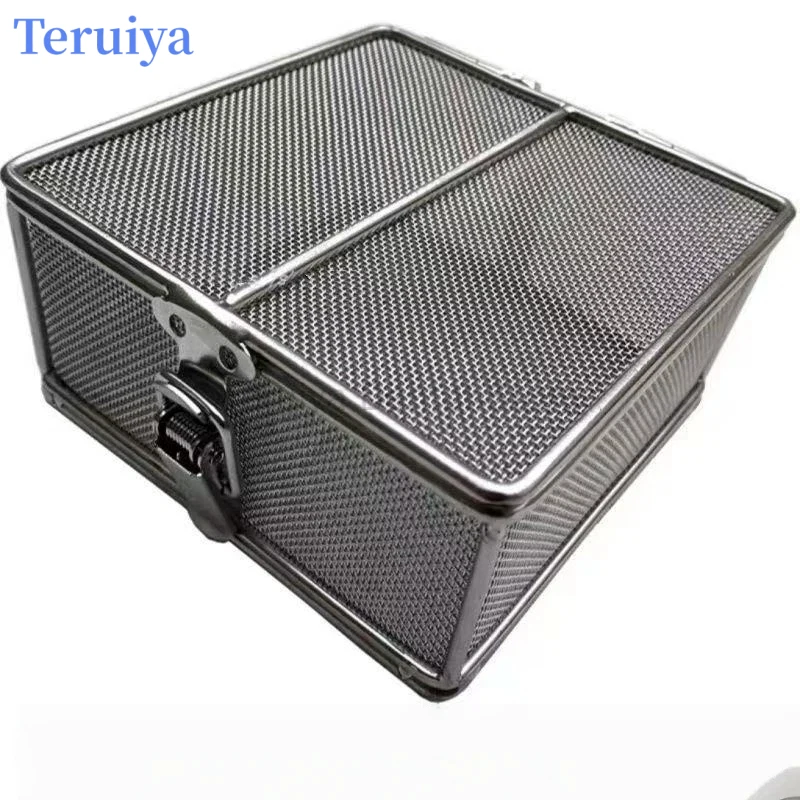 Medical Grade 304 Stainless Steel Dental Sterilization Mesh Basket Lidded Storage for Burs & Precision Dental Tools