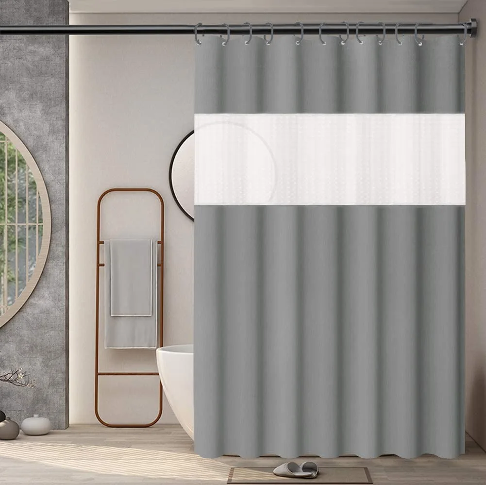 

3D splicing peva shower curtain, waterproof bathroom curtain bathroom curtain without punching holes thickened with hook