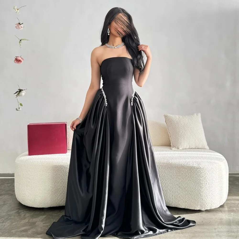 

Customized Fashion Sizes Available Pleat Ruched Draped Beading Sequined A-line Strapless Long Dresses Bespoke Occasion Dresses