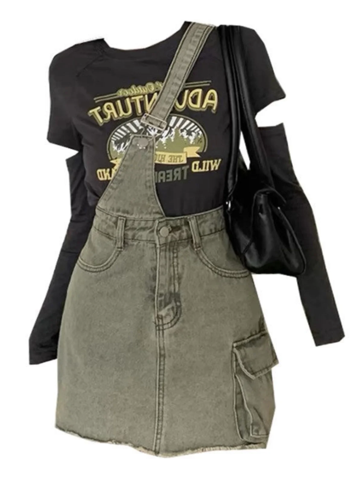 

plus Size Women's Summer Denim Set with Waist-Cinching Strap Two-Piece Ensemble Faionable Top And Skirt Combo