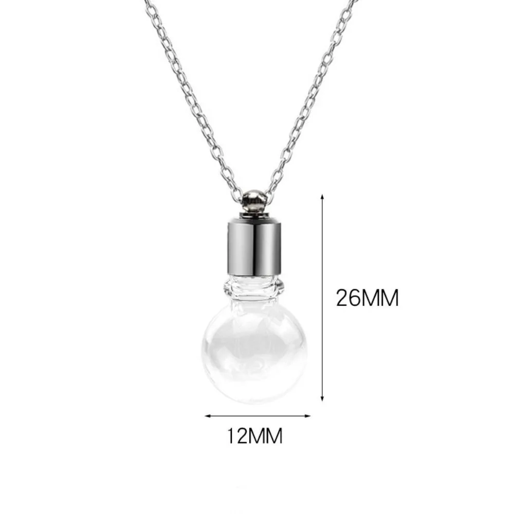 Portable Ashes Holder Glass Bottle with Chain Fillable Wishing Bottle Transparent Glass Keepsake Perfume Vial Pendant