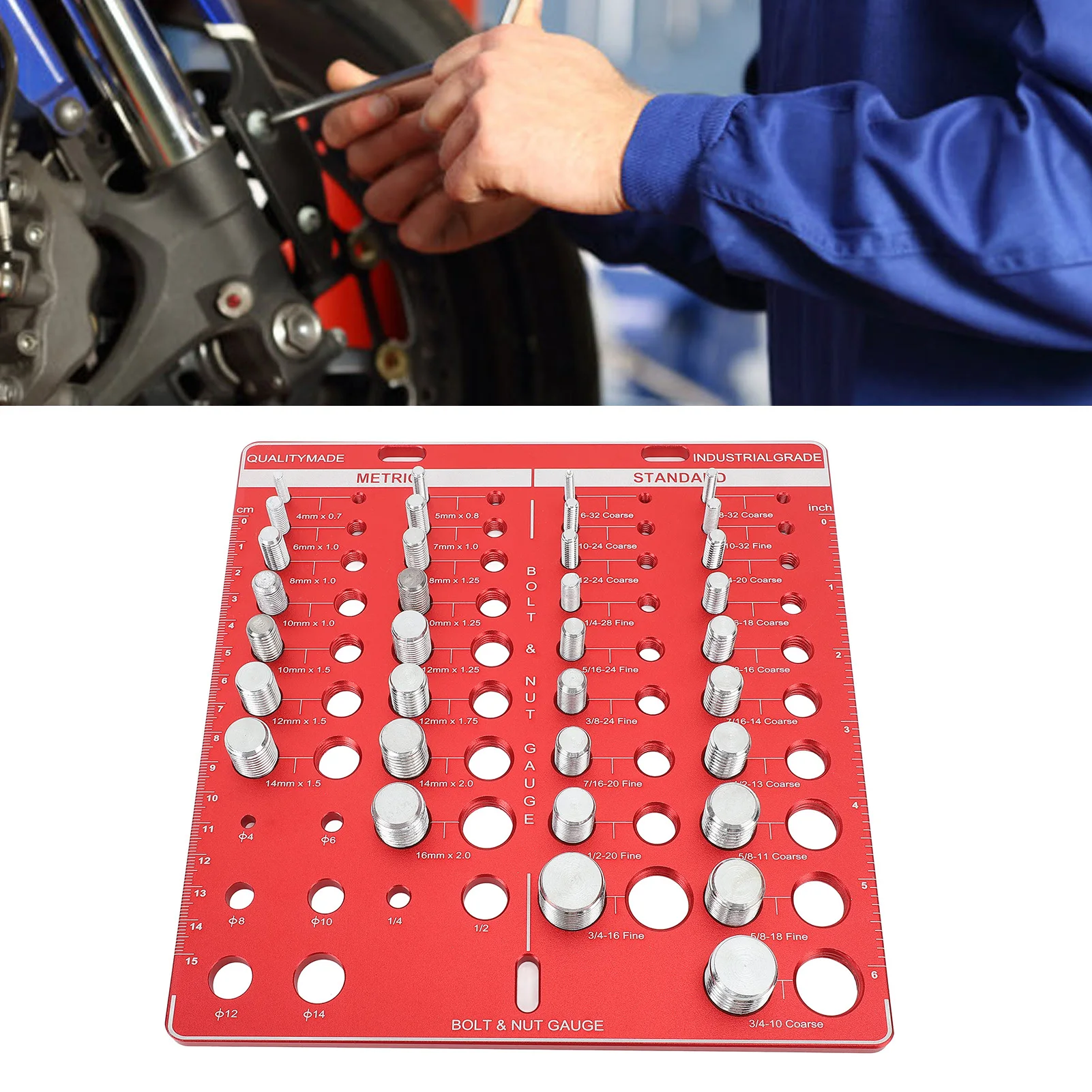 Bolt Thread Measurement Tool Nut and Bolt Thread Checker Wear Proof Portable Organizer Panel High Accuracy for Plumbing
