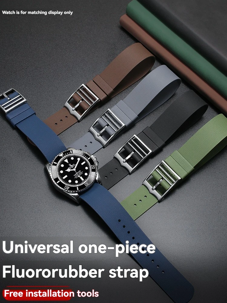 Universal Waterproof Fluoroelastomer Watch Band 20 21 22mm for Rolex Submariner Green, Tudor Black Bay Red, Omega, IWC – Strap