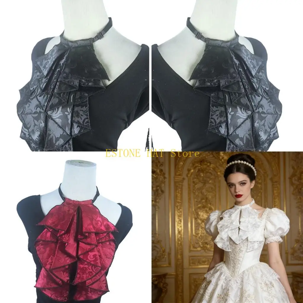 

49MF Lace Ruff Collar Decorative Collar Party Accessory for Costume Formal Occasion