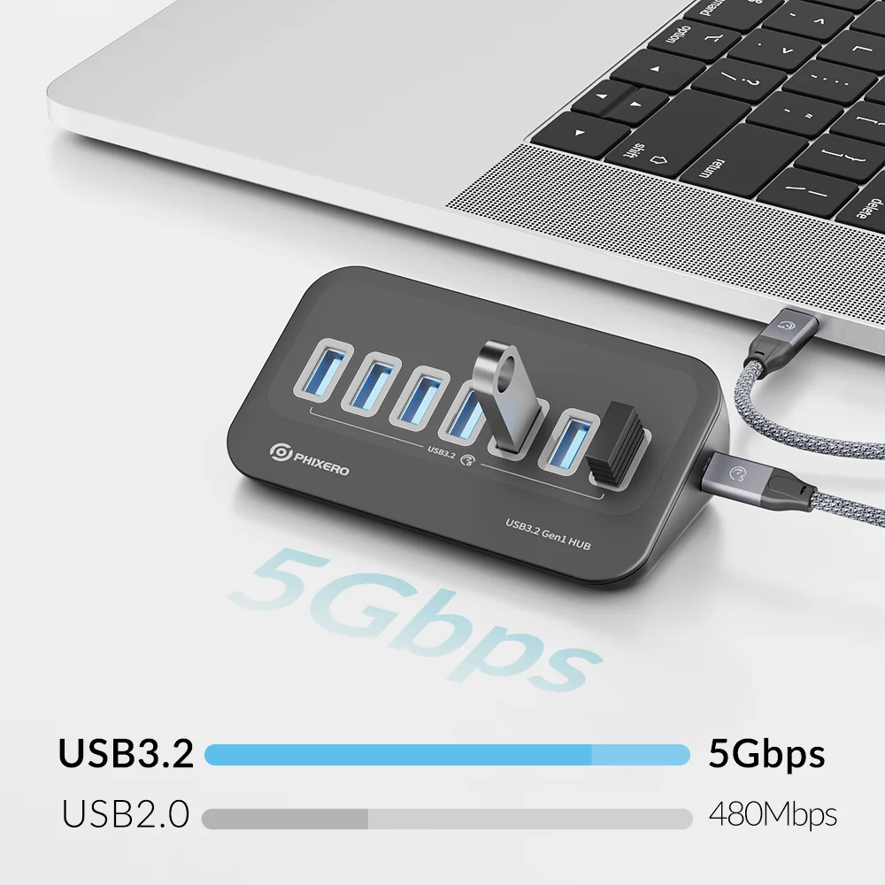 PHIXERO USB 3.2 Docking Station Hub Type C Splitter Adapter Multi Ports Several Socket OTG 3.0 with SD Card Reader For Laptop PC