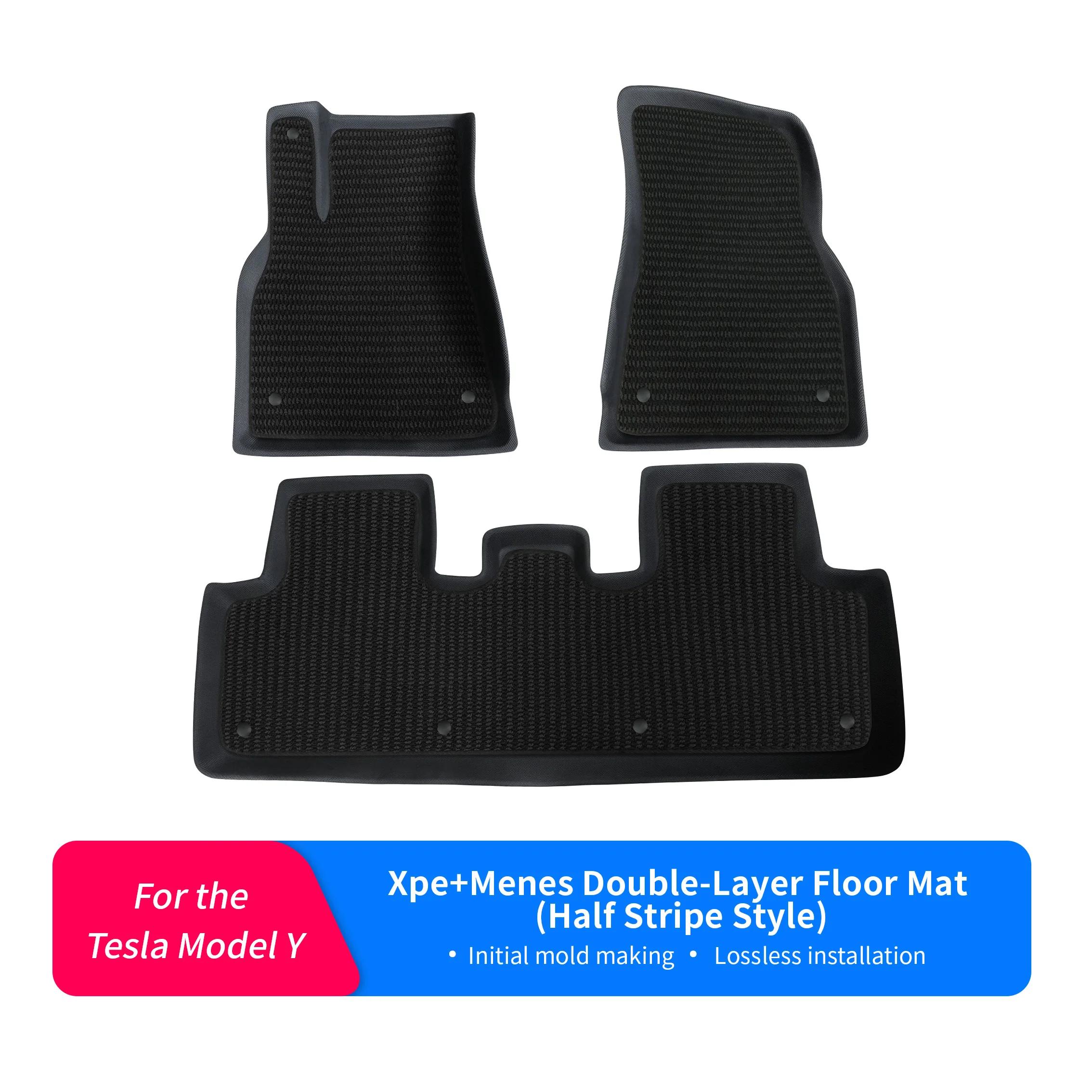 For Tesla Model Y – XPE Mats, Removable Menis Top, Dual-Layer, Waterproof & Easy-Clean