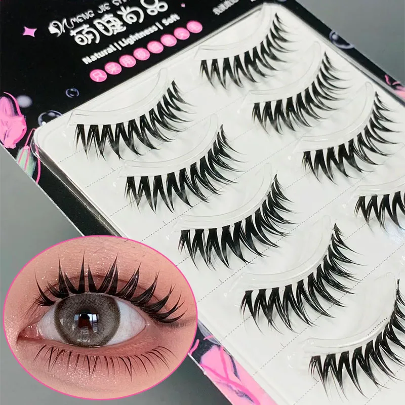 5 Paare dicke Manga 3d Nerz Wimpern unsichtbares Band falsche Wimpern voller Streifen wieder verwendbare natürliche handgemachte Make-up falsche Wimpern