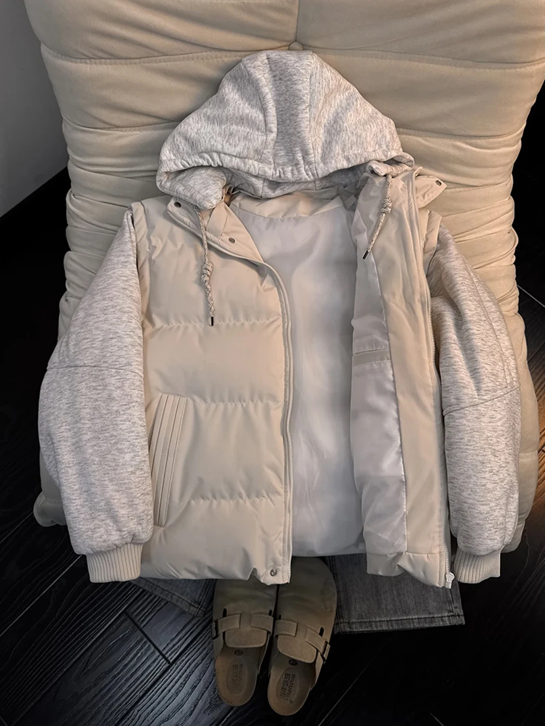 

Мужская зимняя куртка Thiened Cotton Jaet, съемный жилет-бомбер, бежевый цвет, Cleanfit Stand Edition, эксклюзив онлайн-продажи