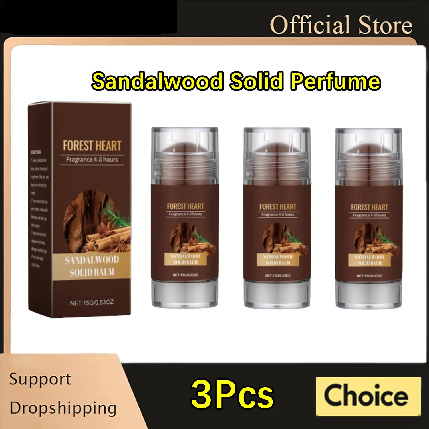 

3X Sandalwood Perfume Balm Long Lasting Body Scent Temptation Flirting Charming Attraction Fragrance Deodorant Solid Stick