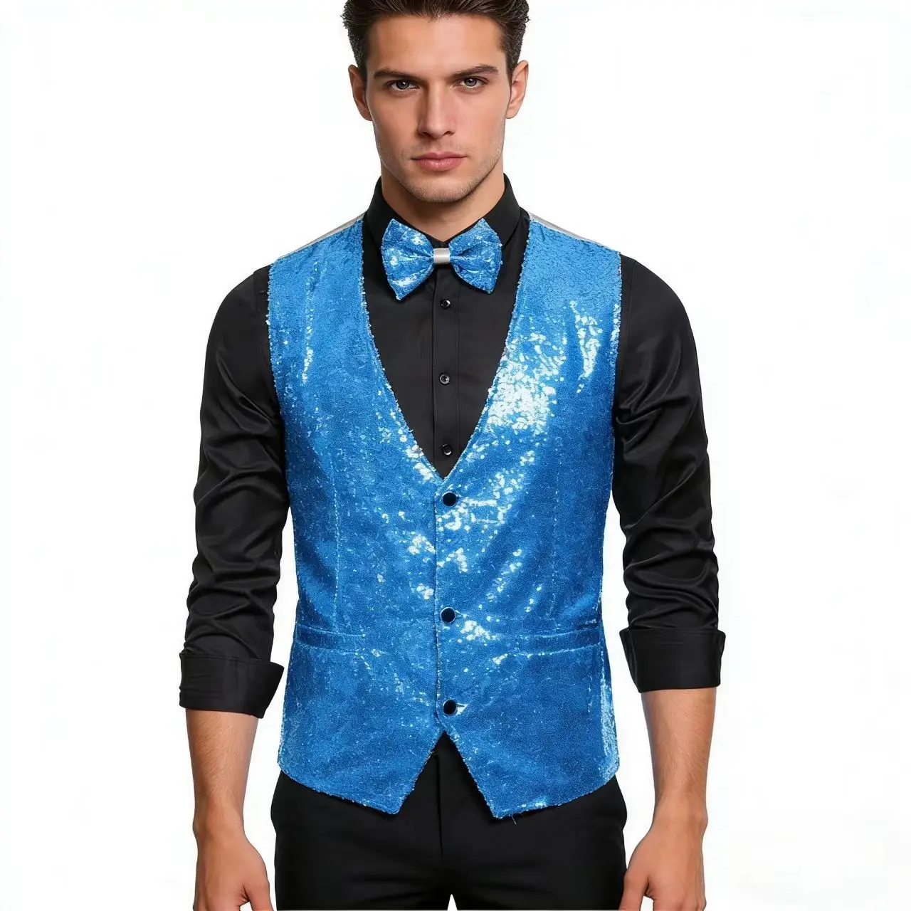 Men's Stage Performance Clothes, Small Sequined Vest, Photo Studio Photo Host, Singer, Emcee Vest